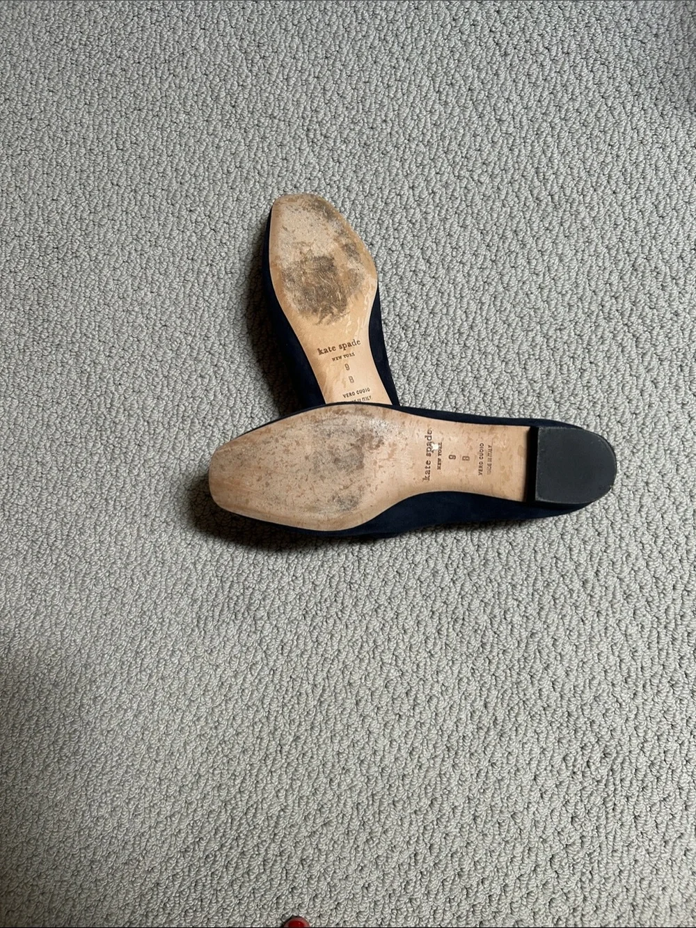 kate spade Navy Jeweled Toe Ballet Flats